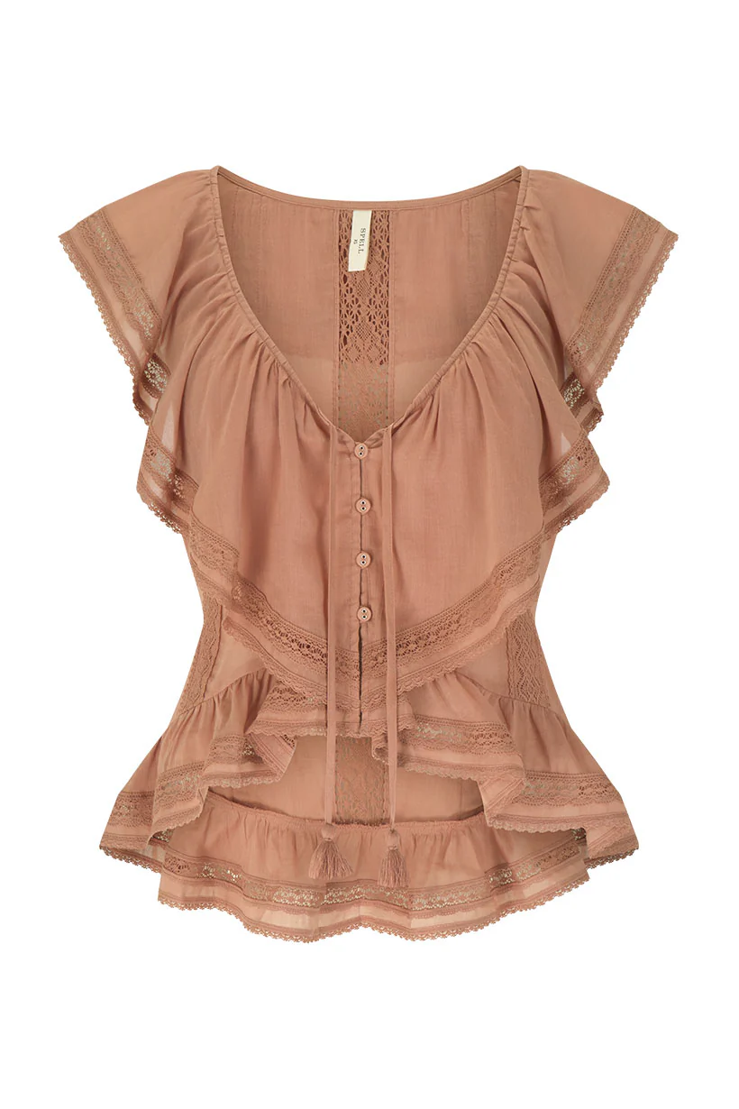 Fleur Lace Frill Sleeveless Blouse - Image 6